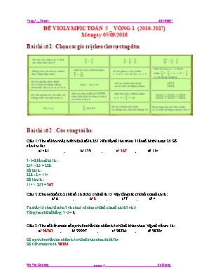Đề thi Violympic môn Toán lớp 5 vòng 1 - Năm học 2016-2017 - Hà Việt Chương